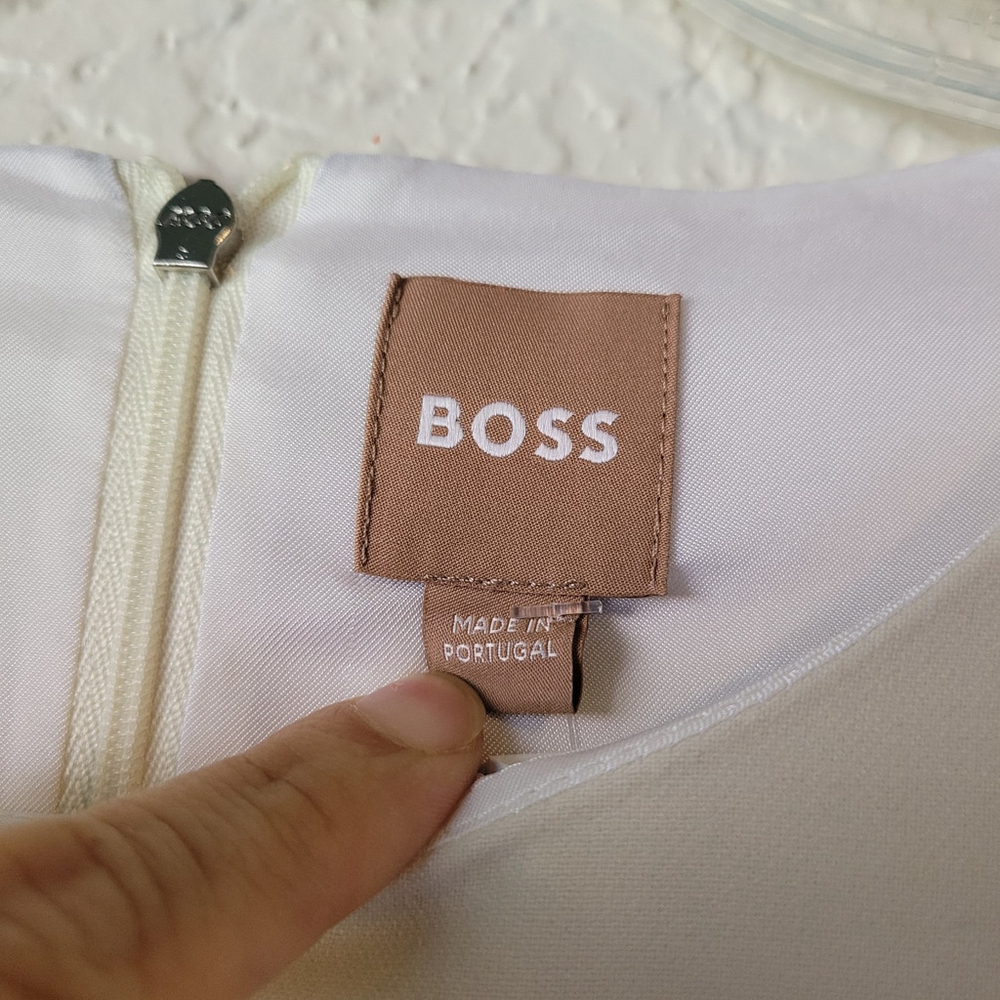 HUGO BOSS Devoka Two Tone Black & Ivory Midi Dress Size US 14 - Picture 6 of 16